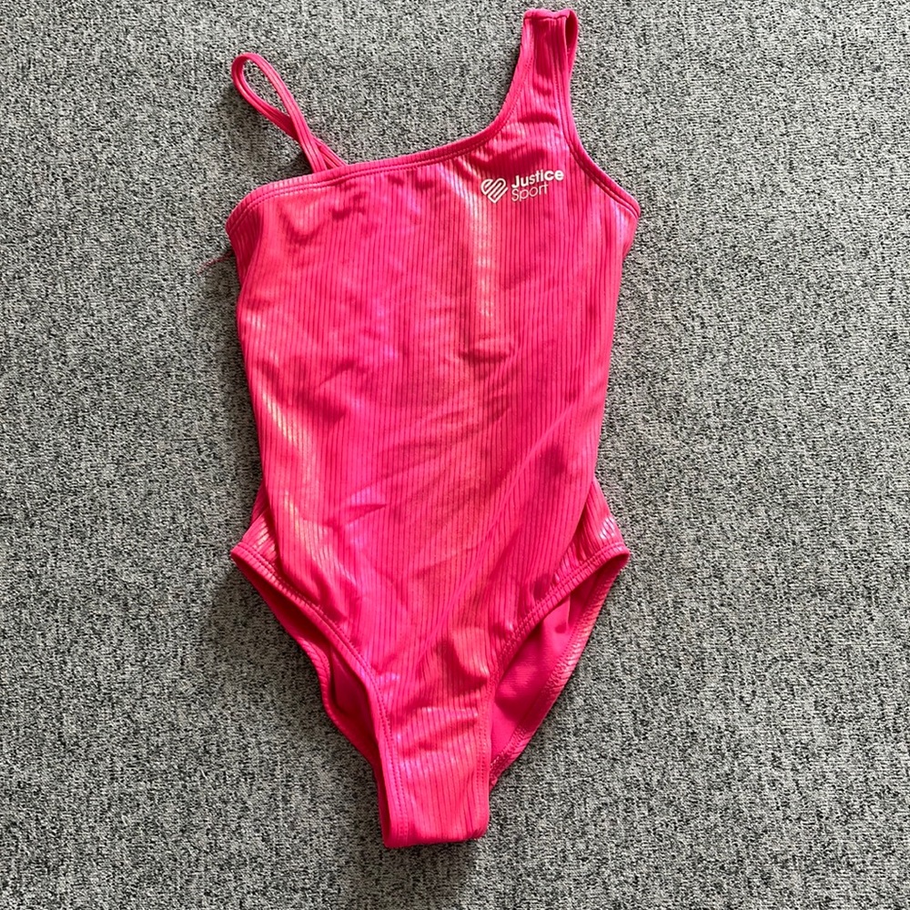 New- Girls pink bathing suit - S 7/8
